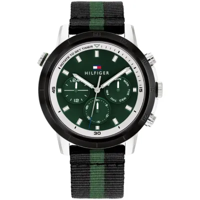 Tommy Hilfiger Gent's Troy Green Dial Fabric Strap Watch